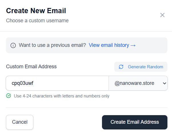 Generate new email